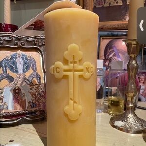 ORTHODOX CROSS PILLAR CANDLE.  Handmade

Large